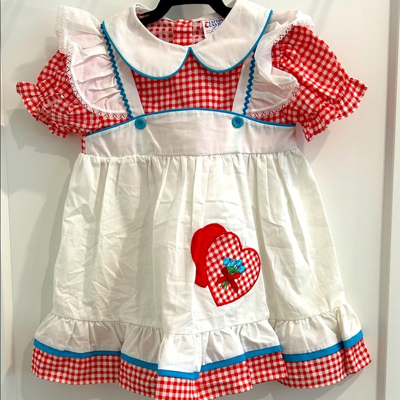 Vintage Other - Vintage 80’s Gingham Pinafore Overlay Dress by Cotton Candy |Size 3T